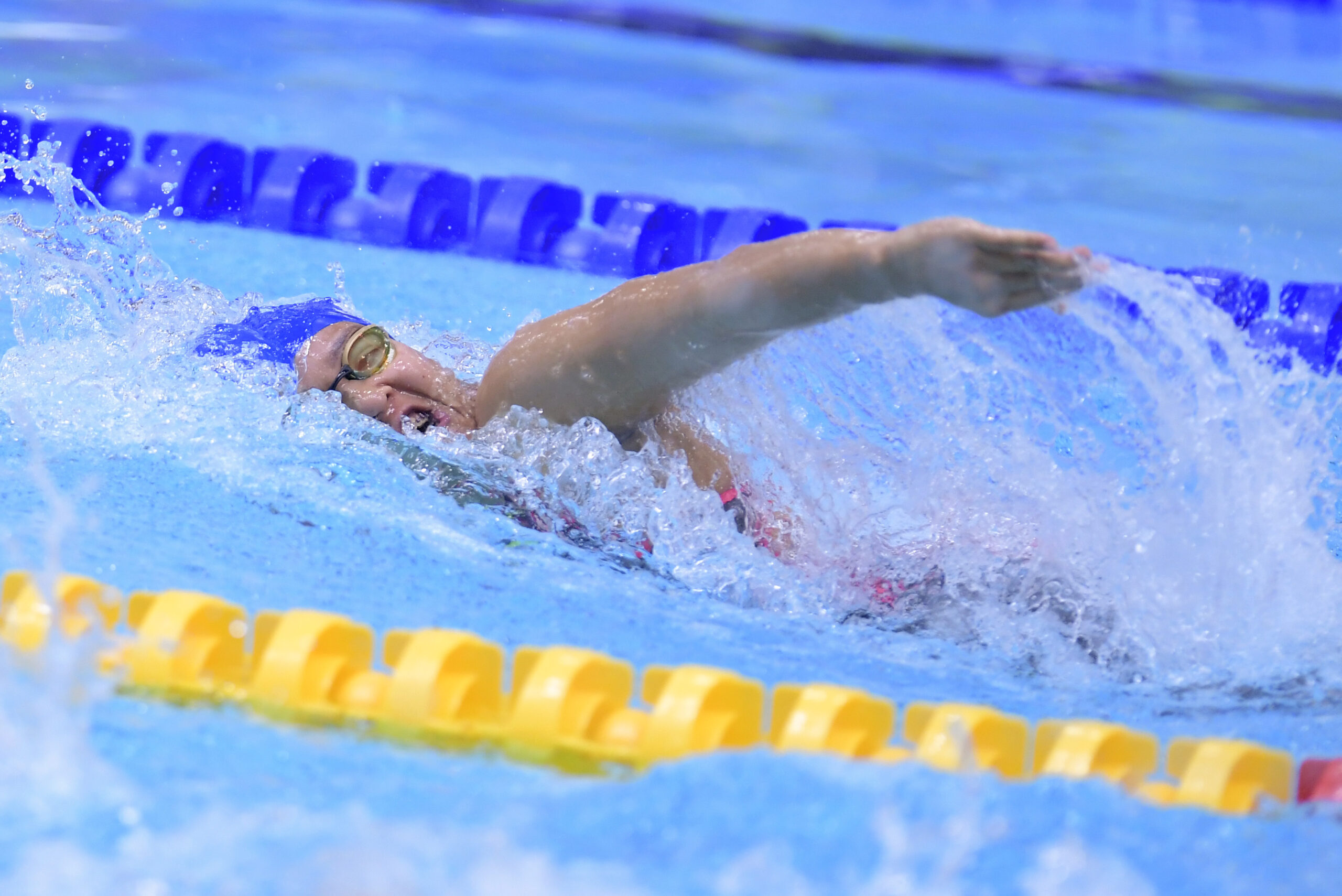 Lucilene Sousa em ação na piscina do Manchester Aquatics Centre | Foto: Douglas Magno/CPB